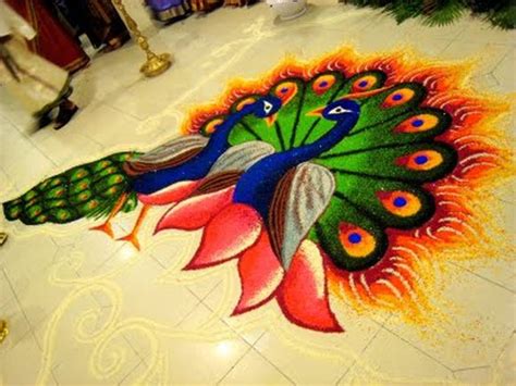 Peacock Rangoli Designs – 10 Peacock Rangoli Designs, Rangoli Ideas