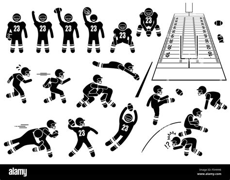 American Football Player Actions Poses Stick Figure Pictogram Icons Stock Vector Image & Art - Alamy