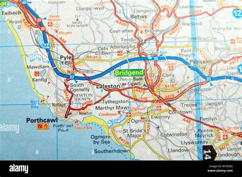 Road Map of Bridgend, Wales Stock Photo - Alamy