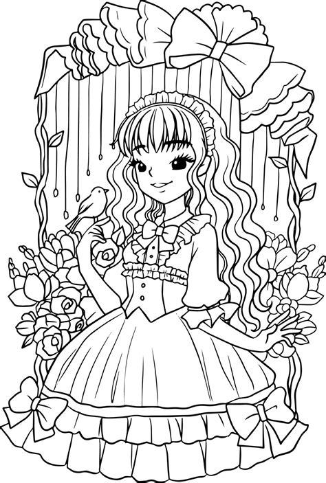 coloring page rose line art beautiful cartoon illustration clipart ...