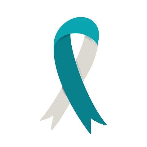 Teal and white ribbon - cervical cancer awareness symbol emblem ...