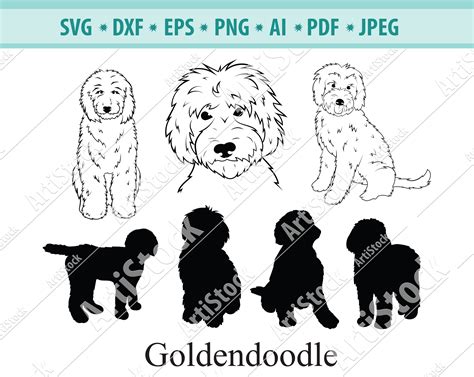 Goldendoodle SVG Dog Silhouettes Dogs SVG Digital | Etsy