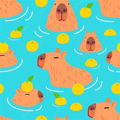 Premium Vector | Cute Capybara seamless pattern background vector design Capybara in onsen