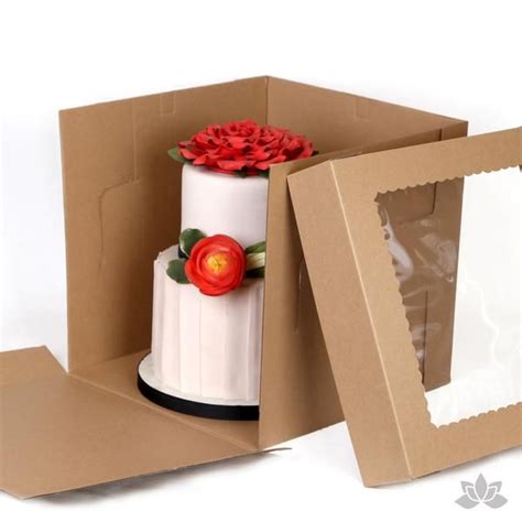 Tall Window Cake Box - Kraft Brown12"x12"x12" | Box cake, Cake ...