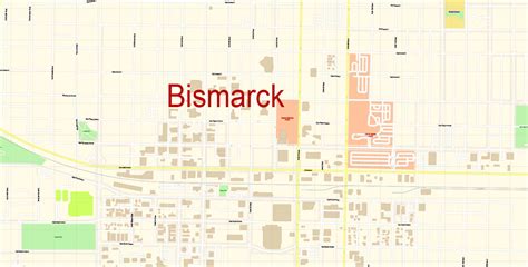 Bismarck North Dakota US Map Vector Exact City Plan detailed Street Map editable Adobe ...