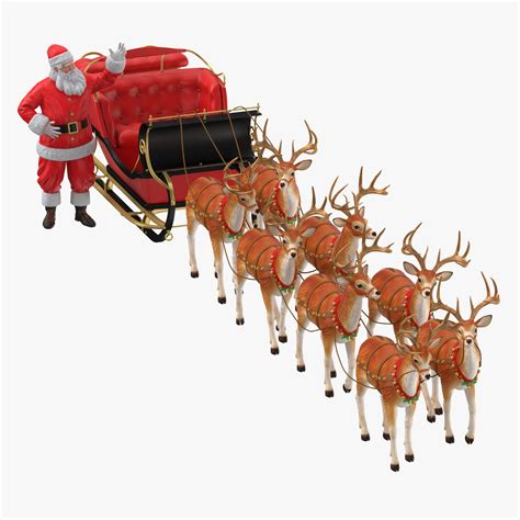 Lego Santa with Santa Sleigh and Reindeers Collection 3D Model $69 ...