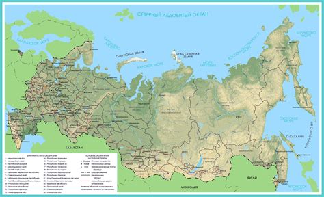 Large detailed administrative map of Russia with major roads, major cities and relief in russian ...