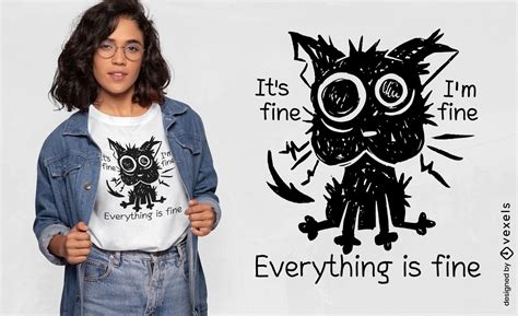 Stressed Cat Funny T-shirt Design Vector Download