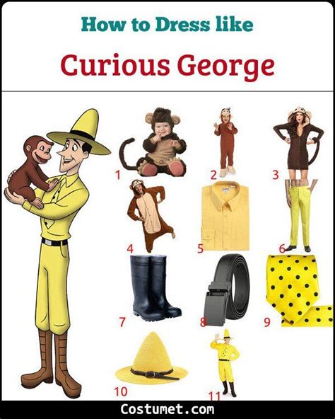 Curious George and The Man in the Yellow Hat Costume for Cosplay ...