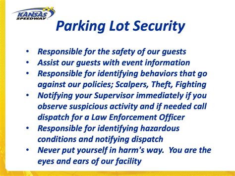 Parking Lot Security | Kansas Speedway Training