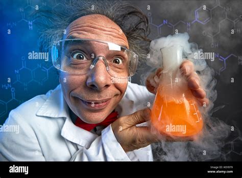 Crazy chemist with test tube, funny scientist Stock Photo - Alamy