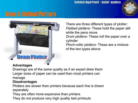 PPT - There are three different types of plotter: Flatbed plotters - These hold the paper still ...