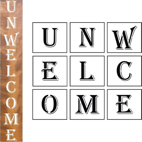 Amazon.com : Large Unwelcome Sign Stencil Vertical - 9 Pack Unwelcome ...