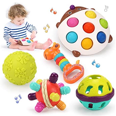 Qizebaby 5 Pack Baby Toys Sensory Set with Sensory Balls, Silicone ...