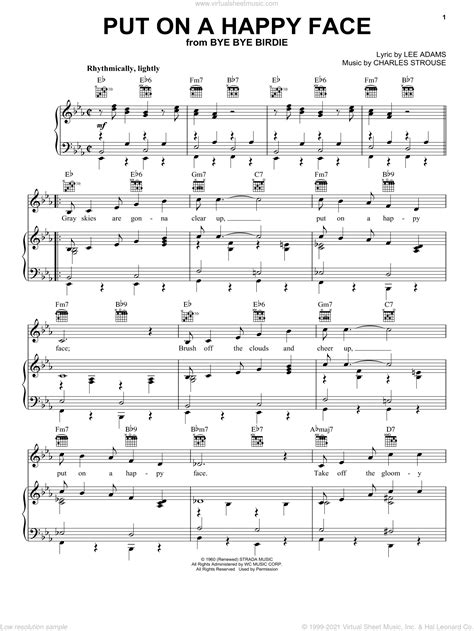 Strouse Put On A Happy Face sheet music for voice piano or guitar ...