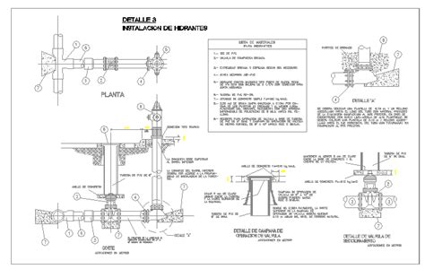 Fire hydrant installation drawing - Cadbull