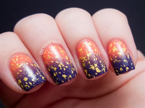 Dusky Gradient with Gold Leaf | Chalkboard Nails | Nail Art Blog