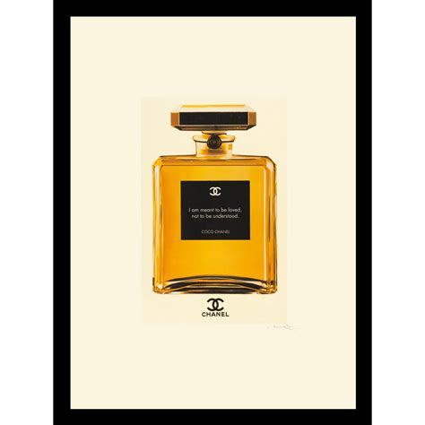 Chanel Perfume Bottle Quote 14" x 18" Gold Framed Print | Jessica London