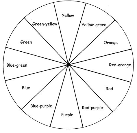 Blank Color Wheel Worksheet | Color wheel worksheet, Color wheel, Clipart black and white