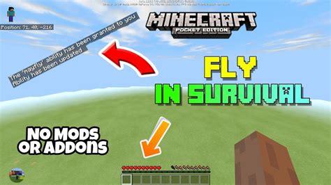 [MCPE]How to FLY IN SURVIVAL LIKE CREATIVE !! ( No Mods / Addons ) - YouTube