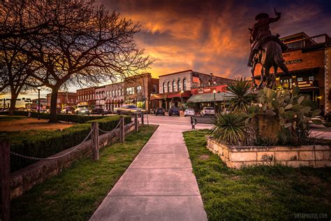 Sunset on The Square in Downtown San Marcos, TX