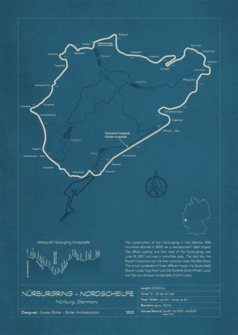 "Nurburgring Nordschleife Track Map" Art Print for Sale by Peter Dials ...