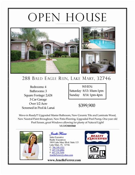 Open House Flyer Templates Beautiful Your Central Florida Realtor | Open house, Flyer template ...