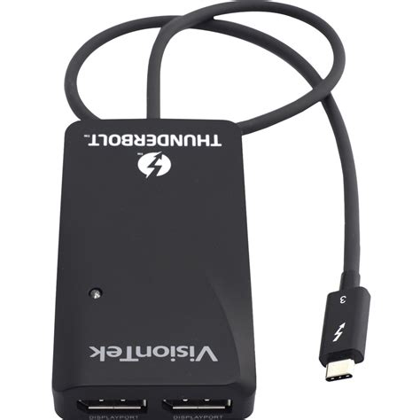 VisionTek 901148 Thunderbolt 3 to Dual DisplayPort Active Adapter(M/F) - Thunderbolt 3 to Dual ...