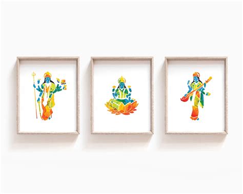 Buy Durga, Lakshmi, and Saraswati Goddess Print Set, Instant Dowload ...