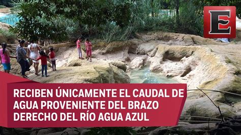 Baja afluente en cascadas de Agua Azul en Chiapas por causas naturales - YouTube