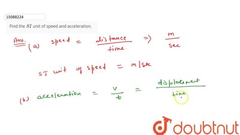 Find the `SI` unit of speed and acceleration. - YouTube