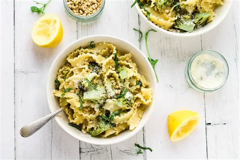 Mafalde Pasta with Broccoli, Lemon & Pine Nuts - Happy Veggie Kitchen