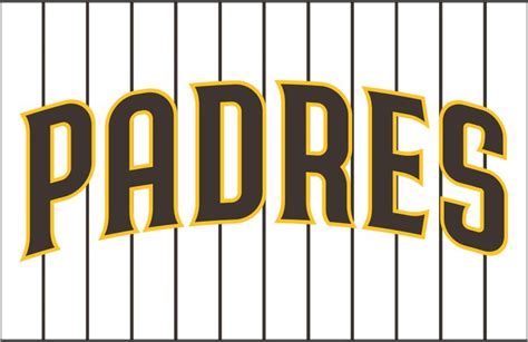 San Diego Padres Jersey Logo (2020-Pres) - PADRES arched in brown trimmed in gold, worn on a ...