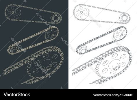 Bike sprocket with chain drawings Royalty Free Vector Image