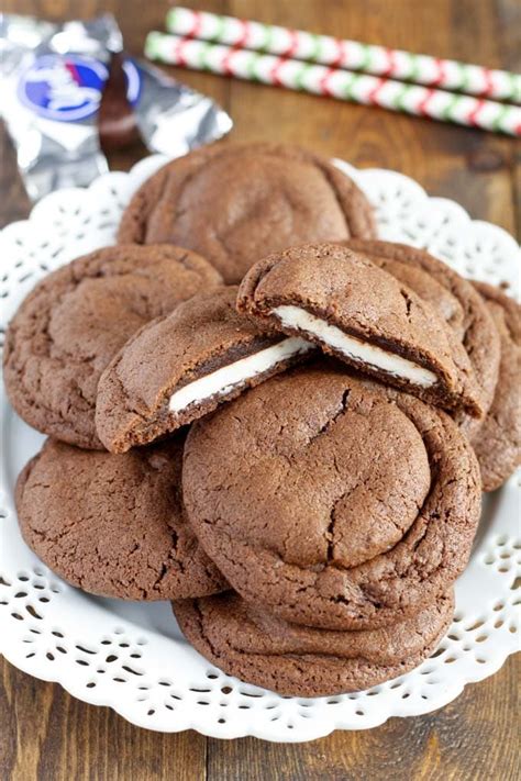 Peppermint Patty Stuffed Chocolate Cookies