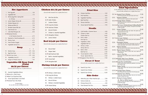 Menus - Master of the Wok