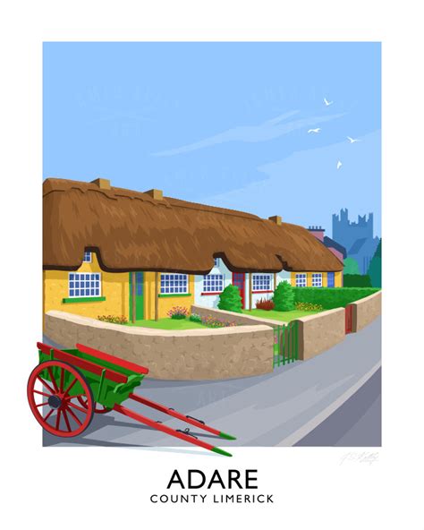 ADARE (Thatched Cottages) travel poster – JAMES KELLY ART