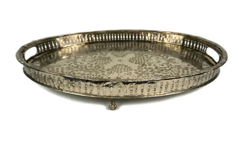 Vintage Silver Plated Engraved Tray With Handles and Legs - Etsy