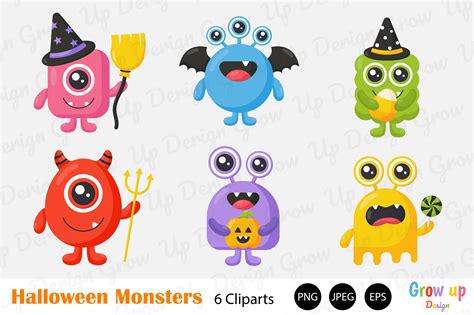 Happy Halloween Monster Clipart Set. Graphic by Grow up design ...