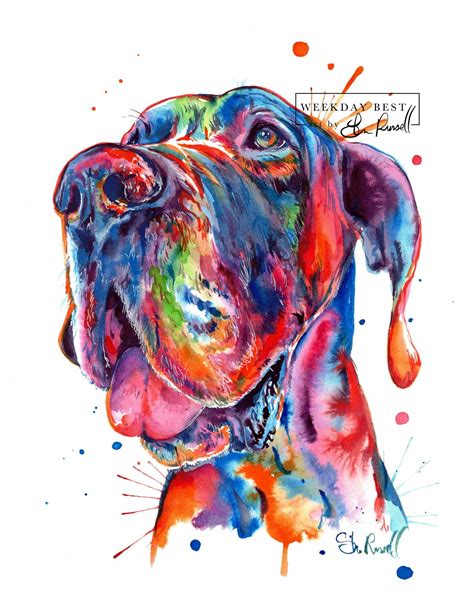 Great Dane - Watercolor Print | Dog print art, Great dane dogs, Dane dog