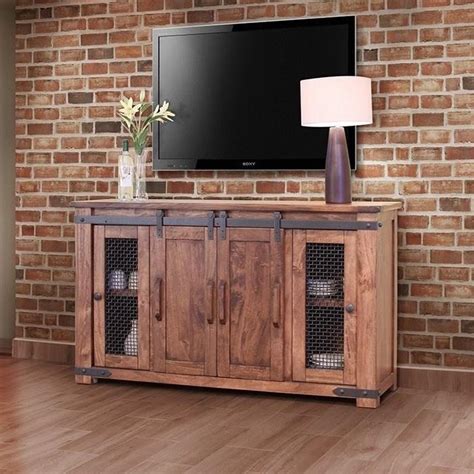 International Furniture Direct Parota Rustic 60" TV Stand with Four ...