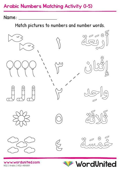 Arabic Numbers Matching Activity (1-5) | Arabic worksheets, Arabic kids ...