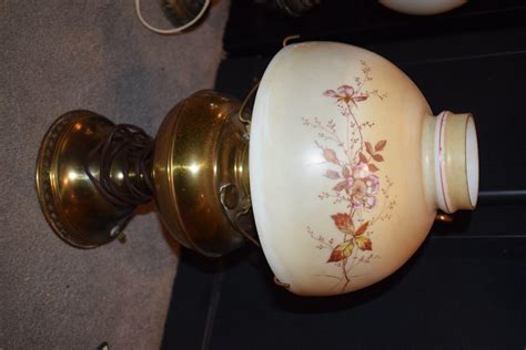 Vintage Aladdin Model Brass Oil Lamp Converted Electric Electrified Glass Shade | #1919255331