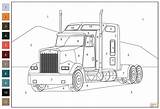 Semi Truck Color By Number coloring Page  Free Printable Coloring Pages sketch template