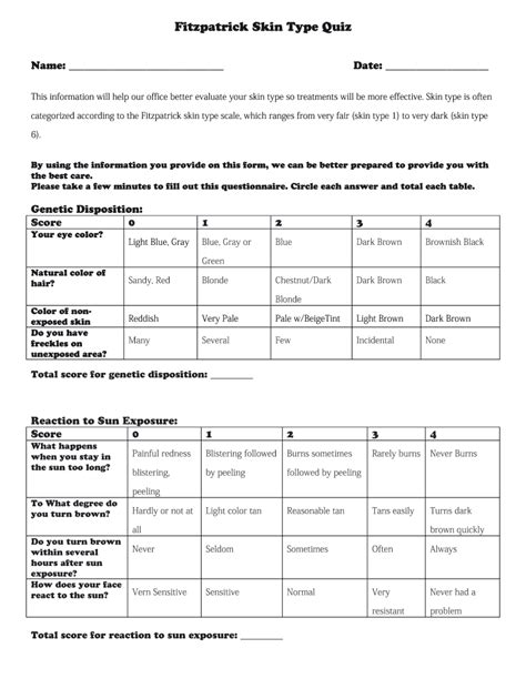 Fitzpatrick Skin Type Questionnaire 2020 - Fill and Sign Printable Template Online | US Legal Forms