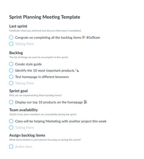 Sprint Planning Meeting and Agenda Template | Fellow.app