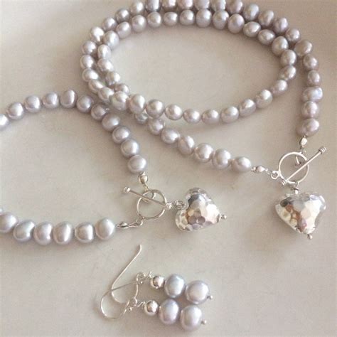 SILVER GREY FRESHWATER PEARL JEWELRY SET "MELODY" MOTHER OF THE BRIDE – She Rocks bridal ...