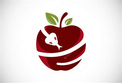 Premium Vector | Apple with snake logo design