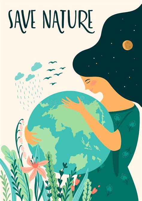 Save Nature. Earth Day. Vector Template, Design Element Stock Vector ...