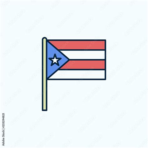 Puerto Rico flag 2 colored line icon. Simple colored element illustration. Puerto Rico outline ...